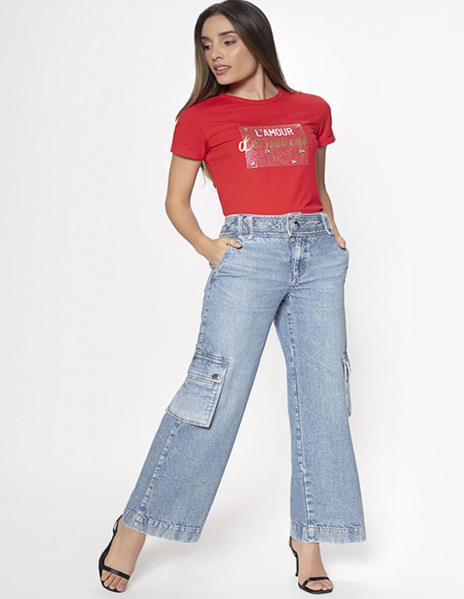 Playera manga corta Studio F cuello redondo para mujer