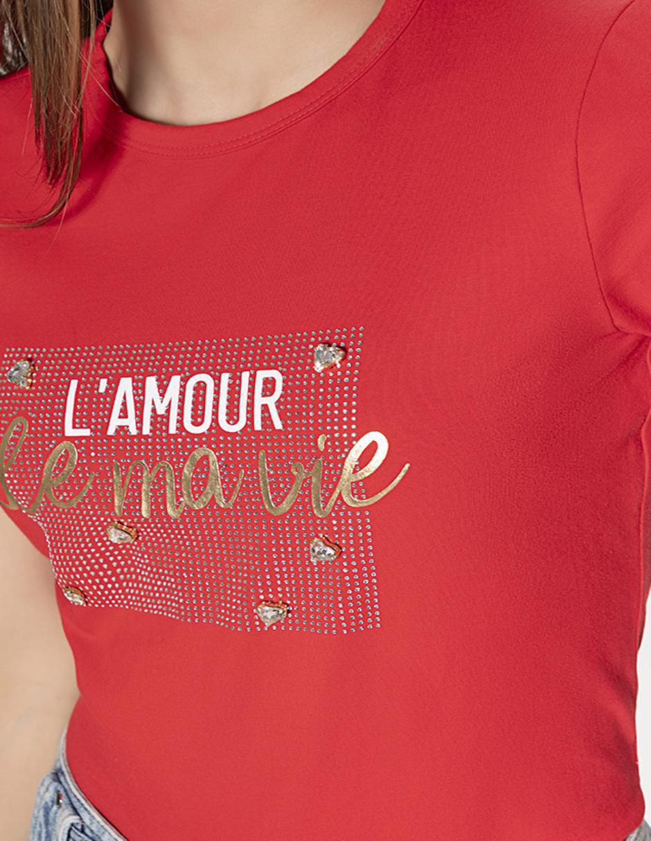 Playera manga corta Studio F cuello redondo para mujer