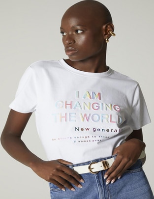 Playera manga corta cuello redondo para mujer