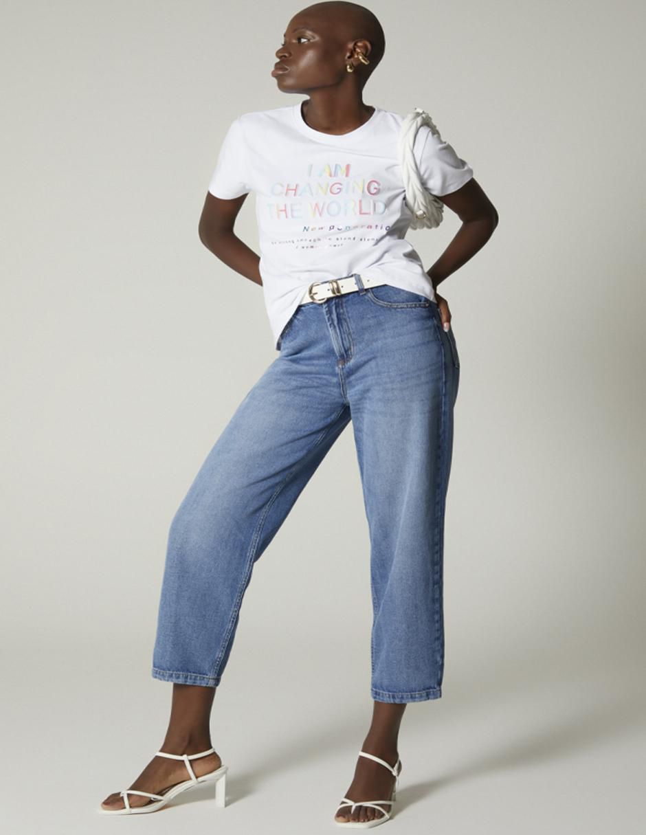 Playera manga corta Studio F cuello redondo para mujer