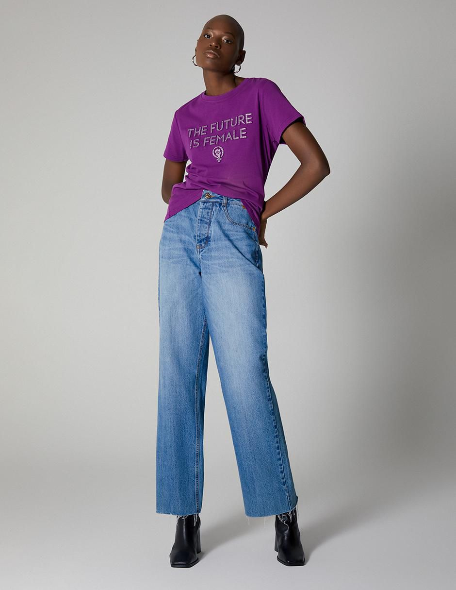 Playera manga corta Studio F cuello redondo para mujer