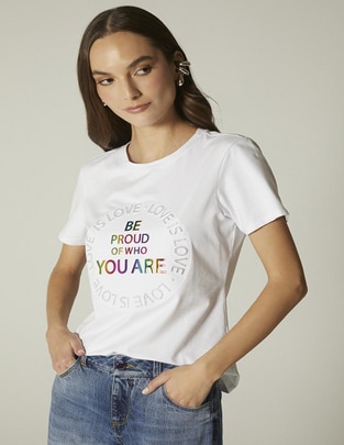Playera manga corta Studio F cuello redondo para mujer