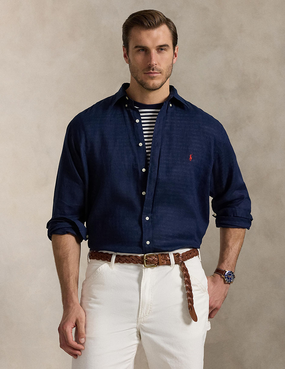 Camisa casual de algodón manga larga para hombre