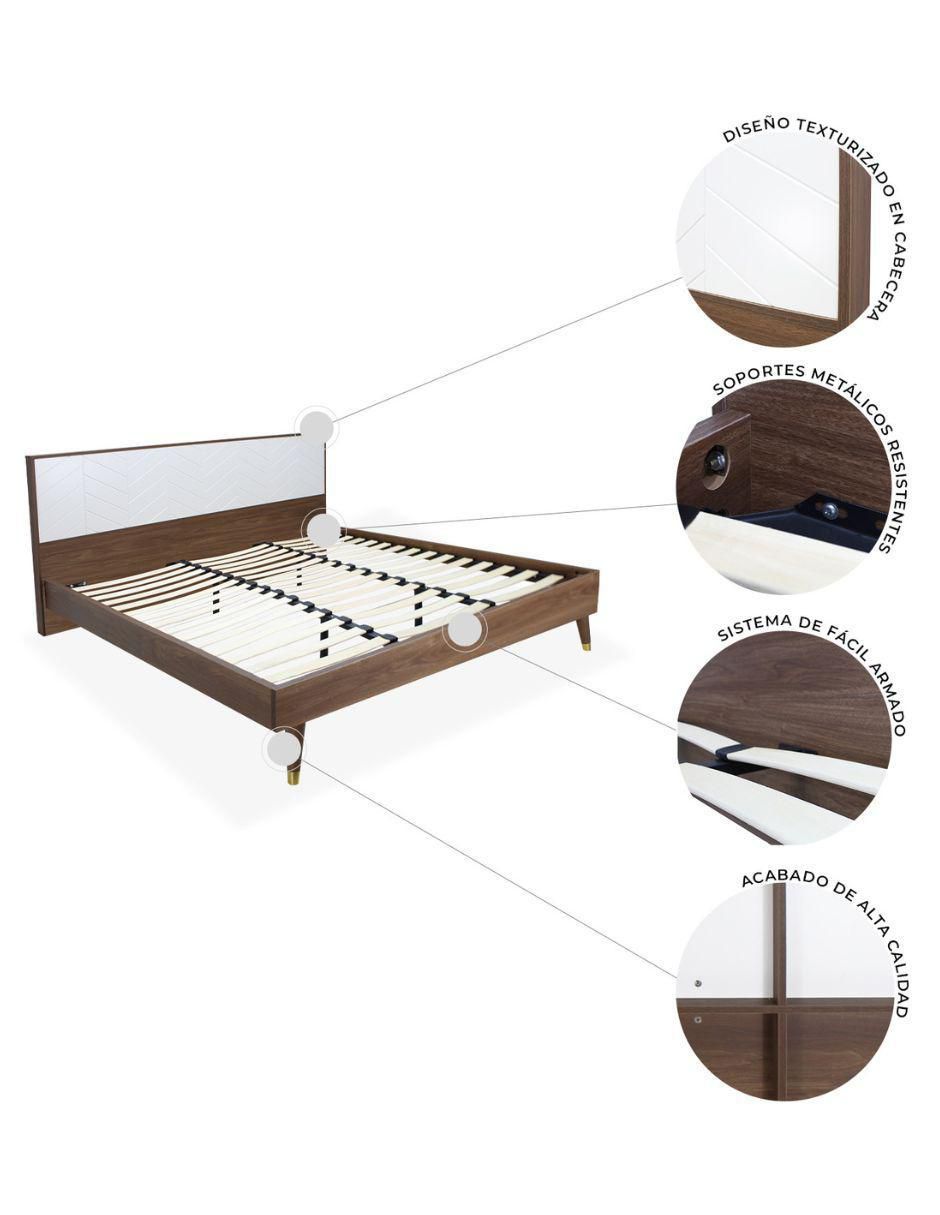 Cama Teramo Nogal de madera queen size