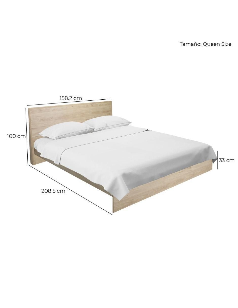 Cama Marsala Encino de madera queen size 8