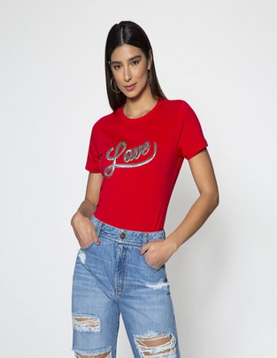 Playera manga corta Studio F cuello redondo para mujer