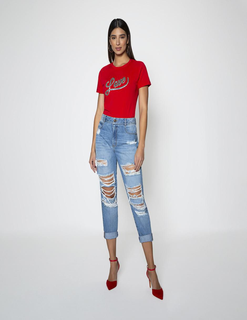 Playera manga corta Studio F cuello redondo para mujer