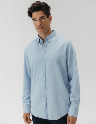 Camisa casual de algodón manga larga para hombre Camisa casual de algodón manga larga para hombre