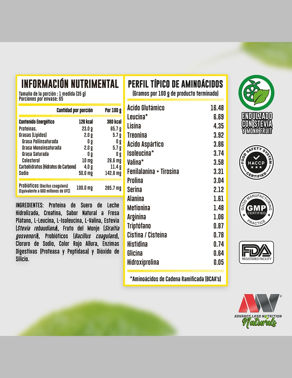 Hydrotein Naturals Advance Nutrition con suero de leche, cocoa natural, lecitina y fruto del monje sabor caramelo de 2.2 kg