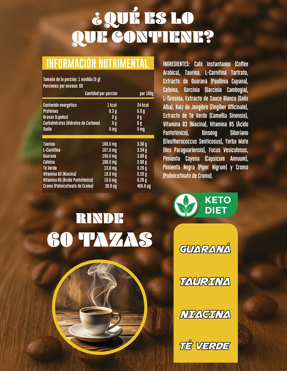 Coffee FIT café energético y termogénico con cafeína sabor café de 300 g 4