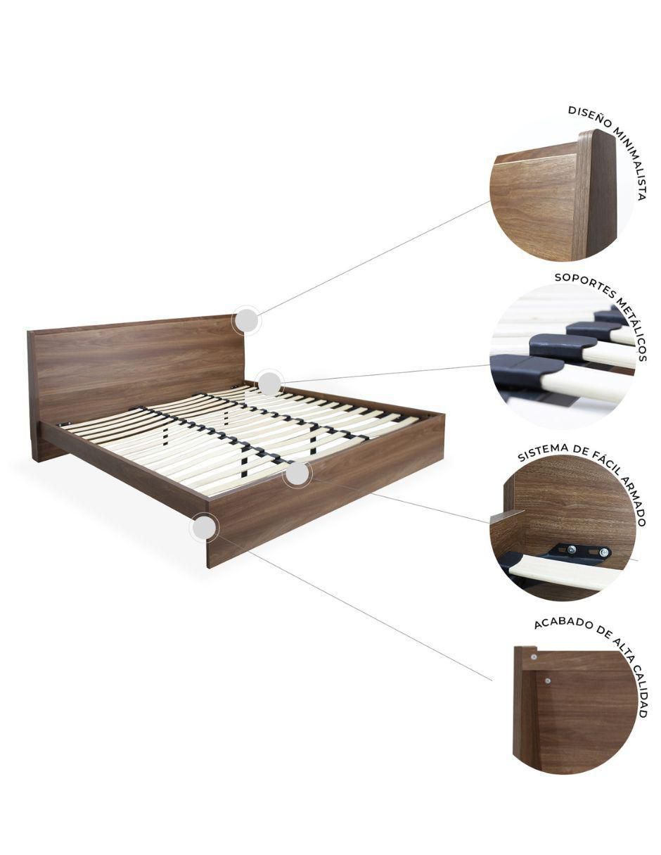 Cama Marsala Nogal de madera individual