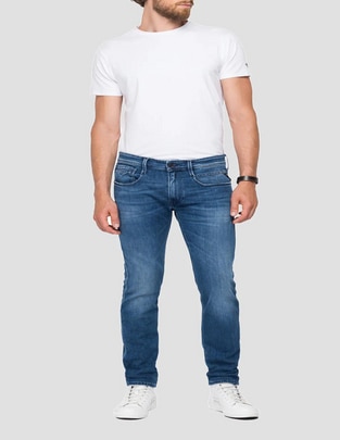 Jeans regular slim lavado claro para hombre