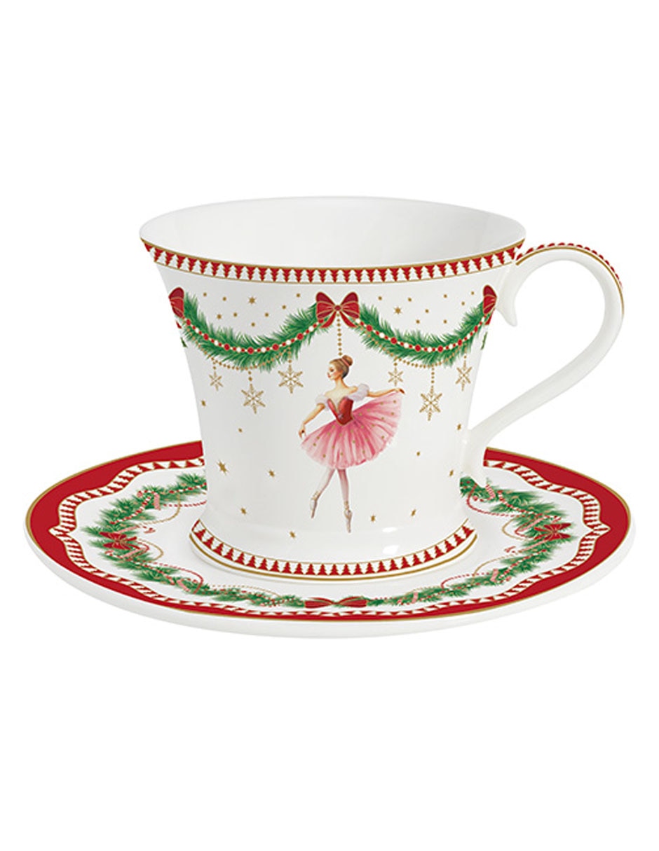 Vajilla cerrada navideña Magie de Noël de porcelana para 4 personas 2