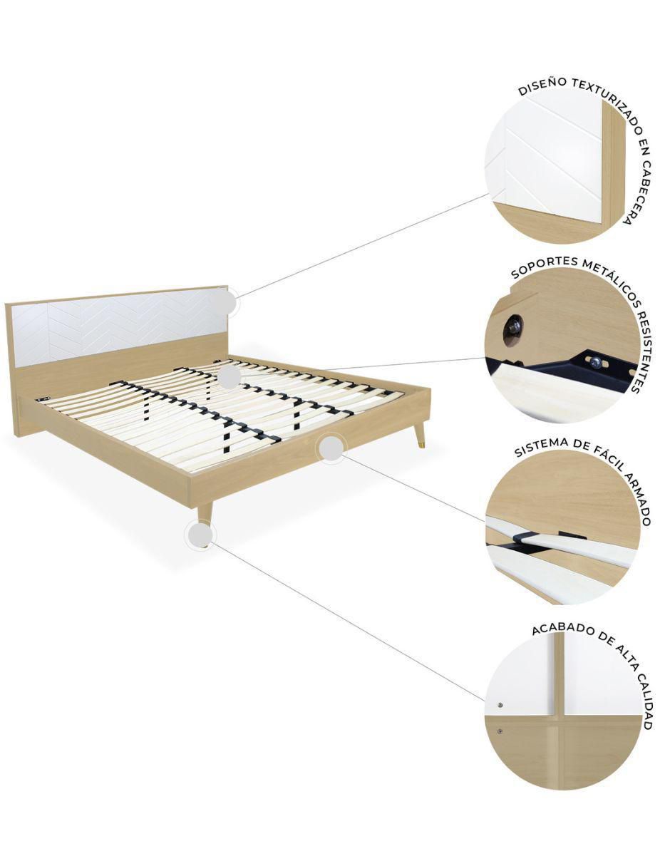 Cama Teramo Encino Mundo In de madera queen size