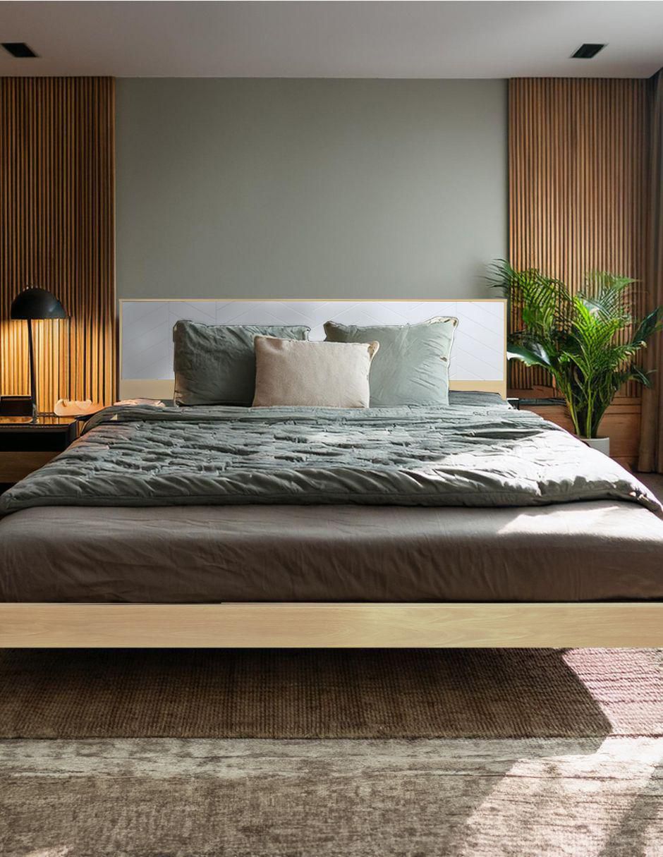 Cama Teramo Encino de madera queen size Cama Teramo Encino de madera queen size