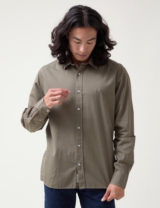 Camisa casual de algodón manga larga para hombre