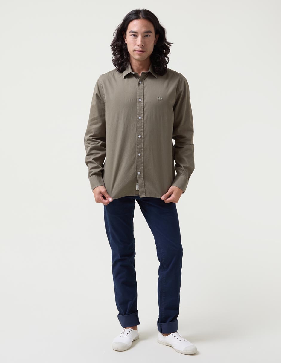 Camisa casual de algodón manga larga para hombre