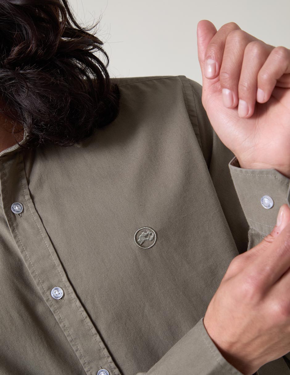Camisa casual de algodón manga larga para hombre