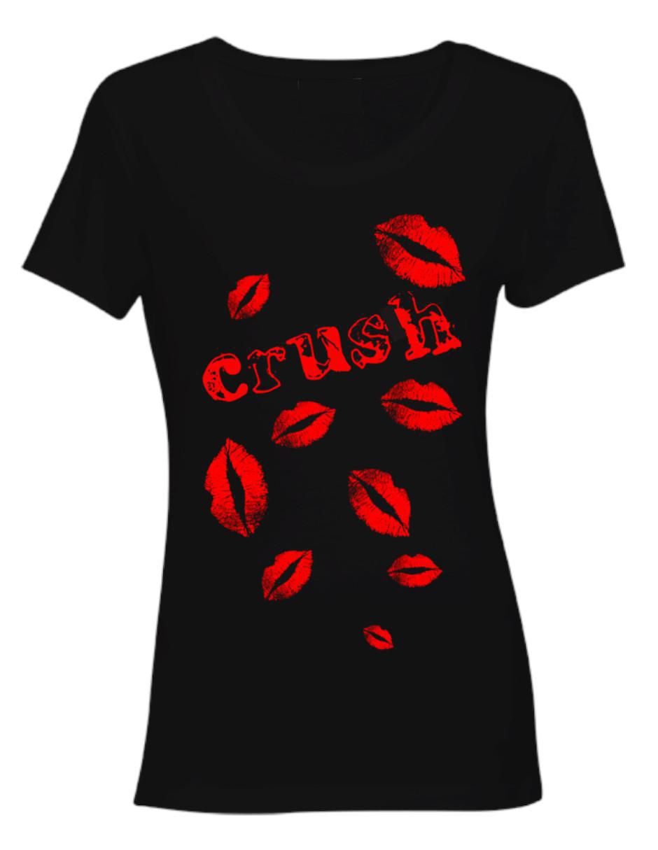 Playera manga corta Marëvnyk Love Crush Amor cuello redondo para mujer