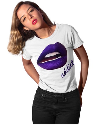Playera tank manga corta Addict Sensual Beso Love cuello redondo para mujer Playera tank manga corta Addict Sensual Beso Love cuello redondo para mujer