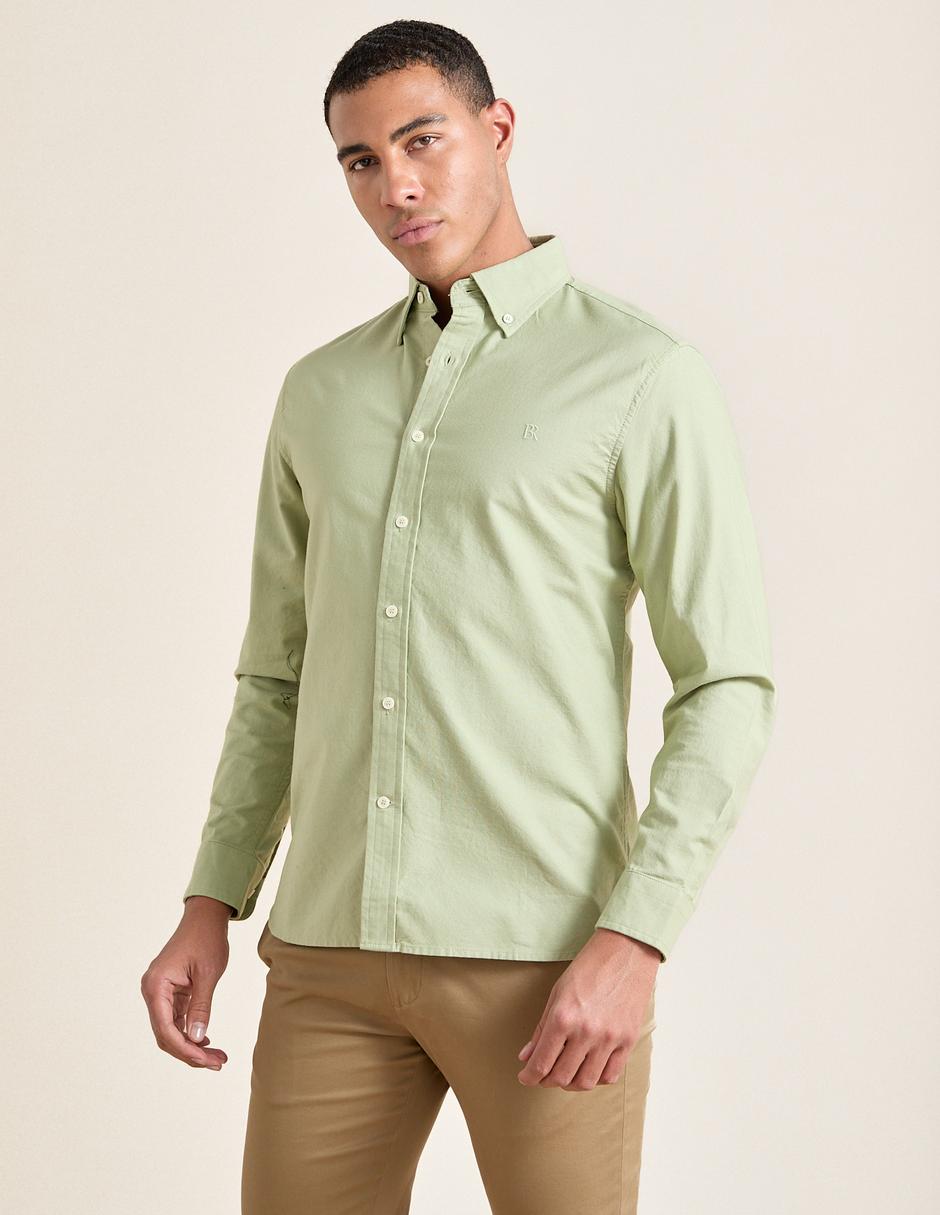 Camisa de vestir de algodón manga larga para hombre
