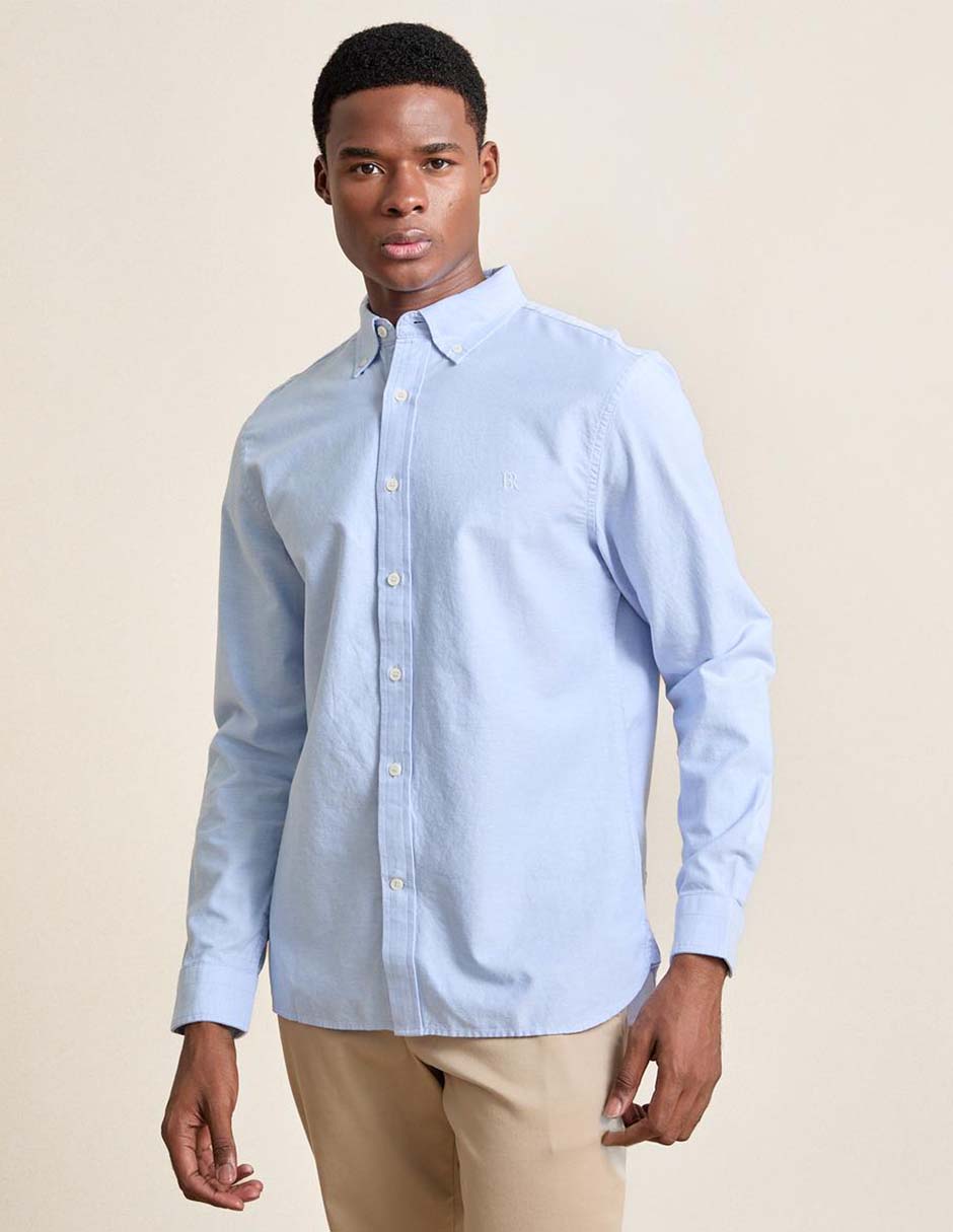 Camisa de vestir de algodón manga larga para hombre