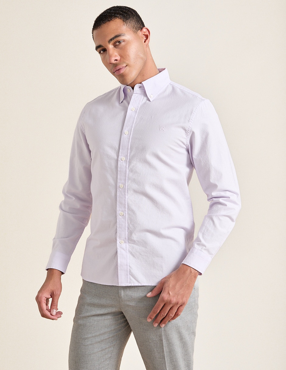 Camisa de vestir de algodón manga larga para hombre