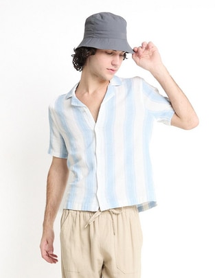 Camisa casual de algodón manga corta para hombre