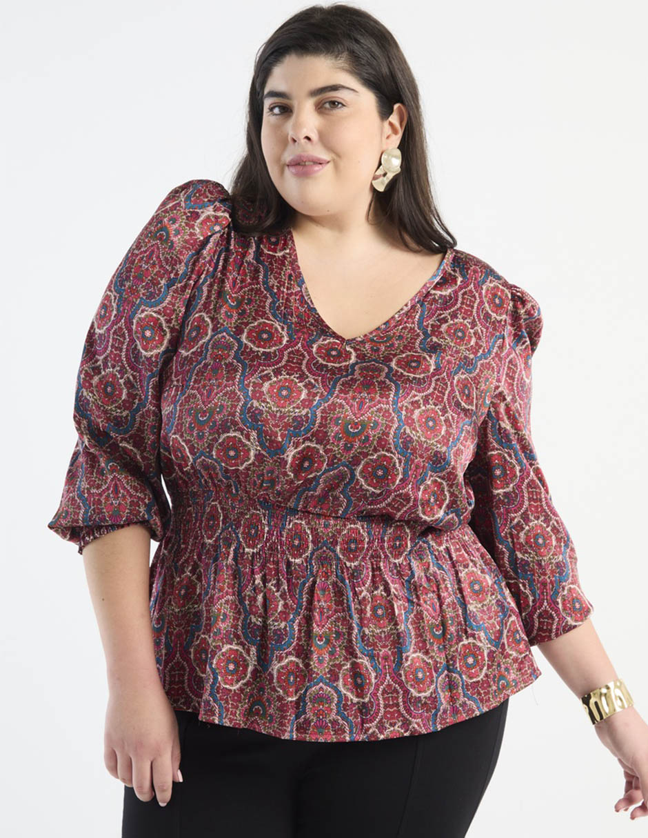 Blusa peplum manga 3/4 para mujer 1