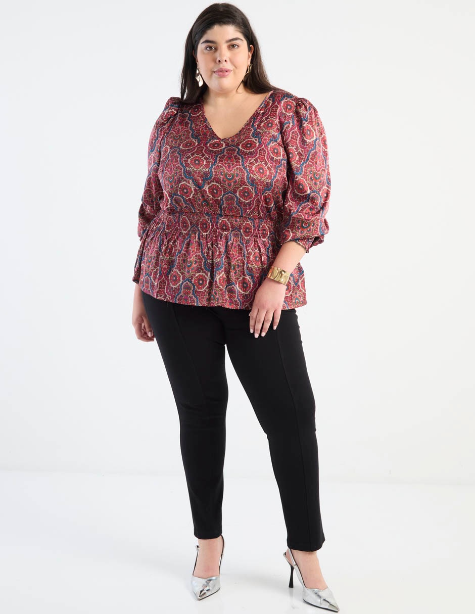 Blusa peplum manga 3/4 para mujer 6