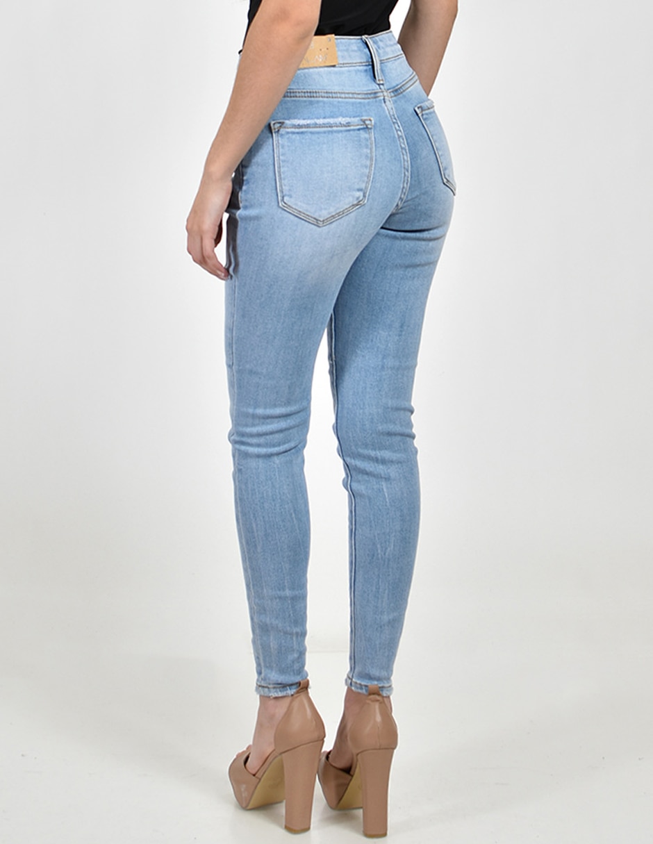 Jeans skinny corte media cintura para mujer 3