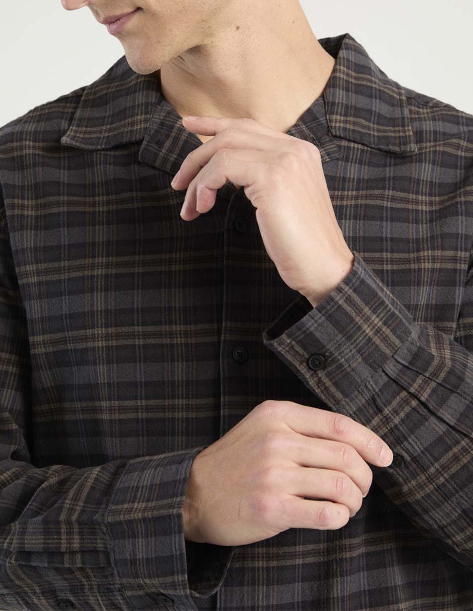 Sobrecamisa casual de algodón manga larga para hombre