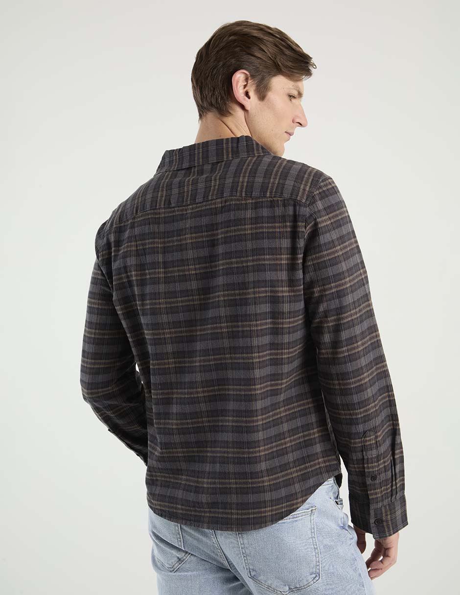 Sobrecamisa casual de algodón manga larga para hombre