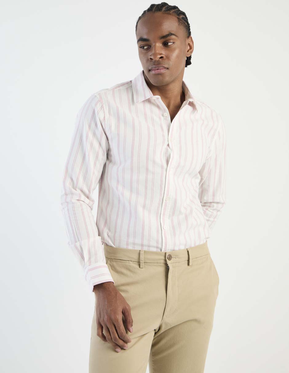 Camisa casual de algodón manga larga para hombre