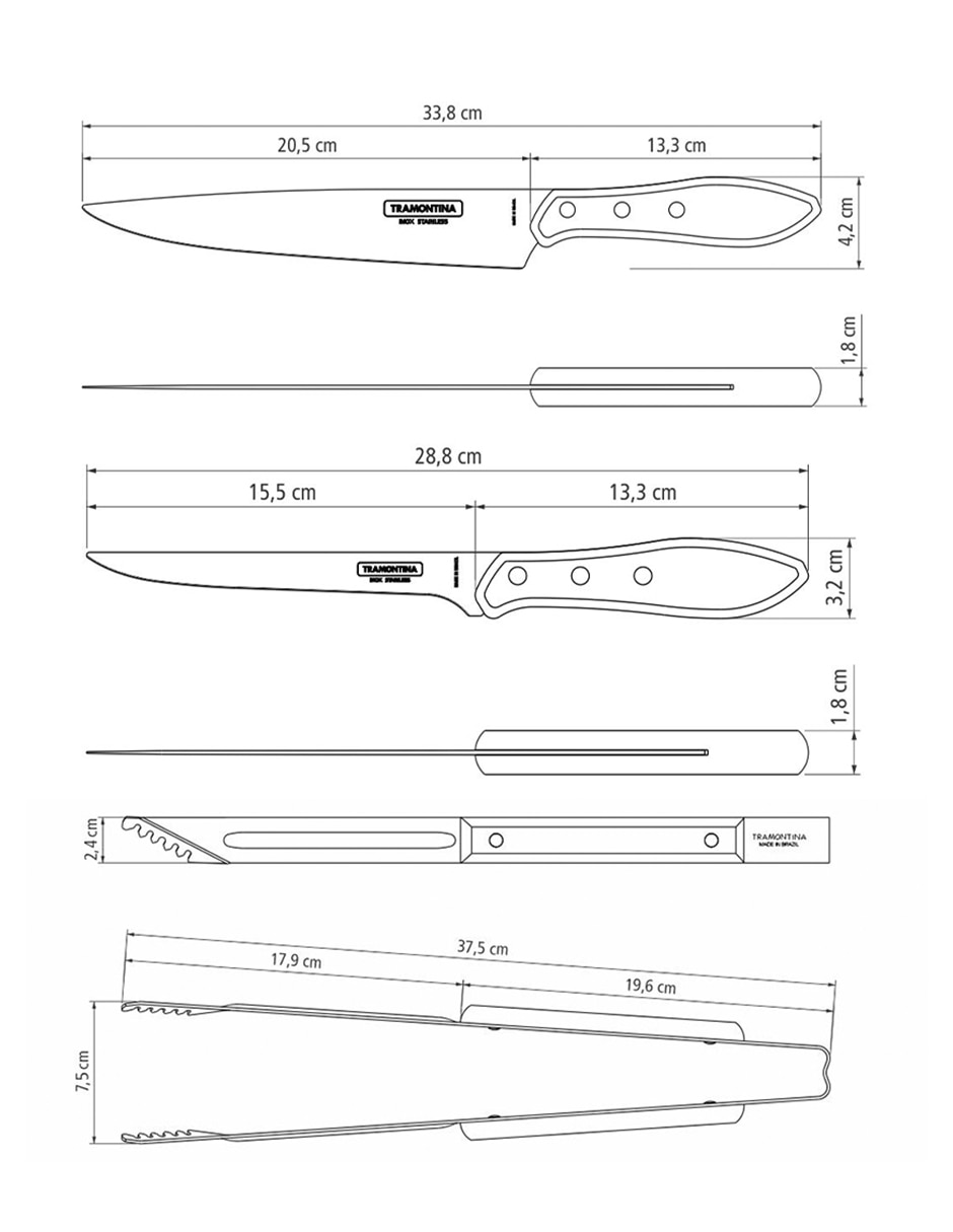 Set utensilios para asar Tramontina de acero inoxidable