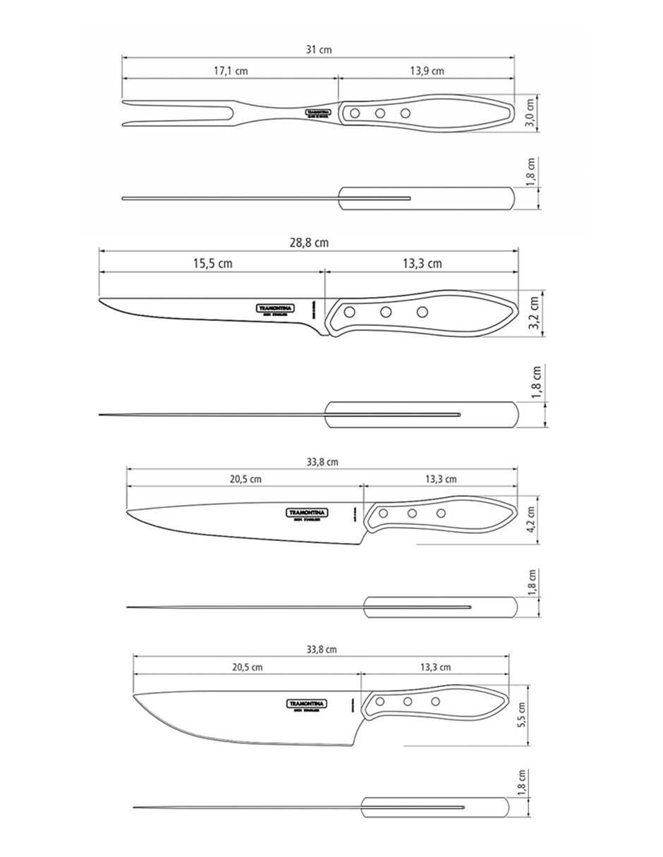 Set utensilios para asar Tramontina de acero inoxidable