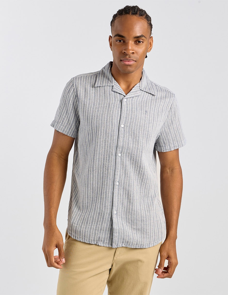 Camisa casual de algodón manga corta para hombre
