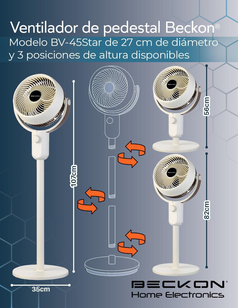 VENTILADOR DE PEDESTAL BV-45STA, BEIGEN 8