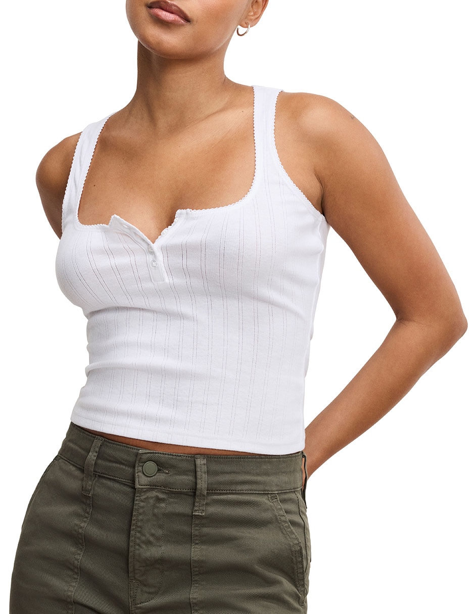 Top cuello con botón escote cuadrado 5