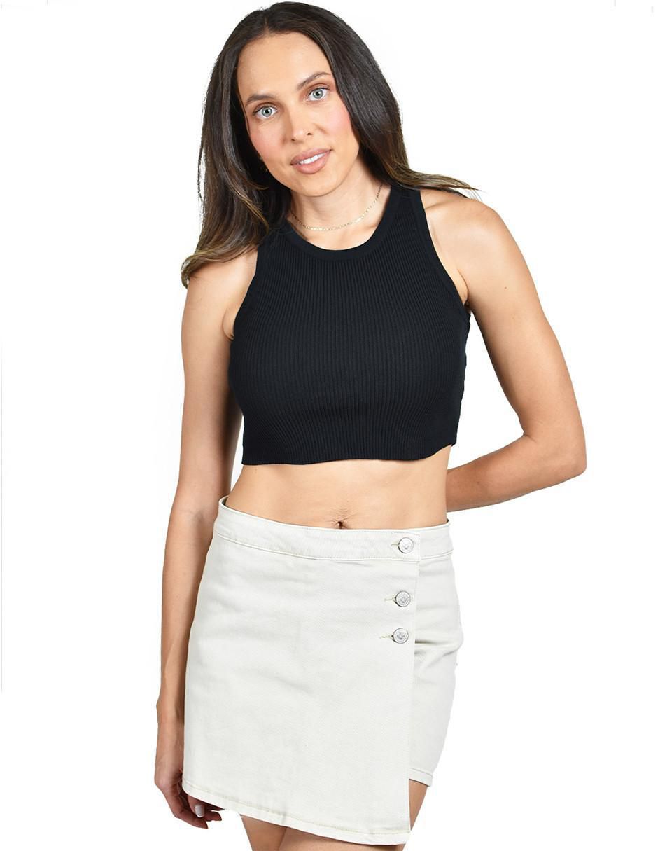 Falda short de mezclilla a la cintura