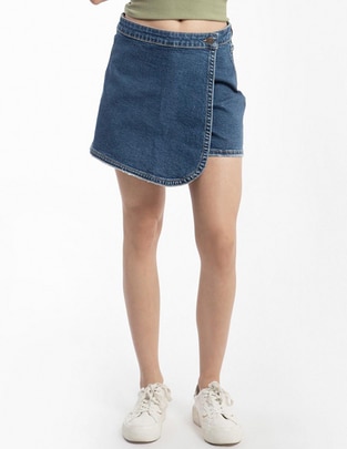 Falda short de mezclilla a la cintura Falda short de mezclilla a la cintura