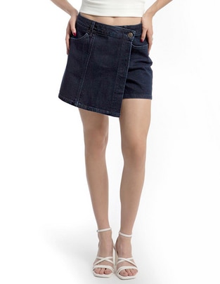 Falda short de mezclilla a la cintura Falda short de mezclilla a la cintura