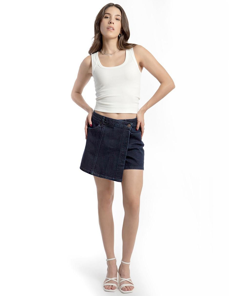 Falda short de mezclilla a la cintura 2
