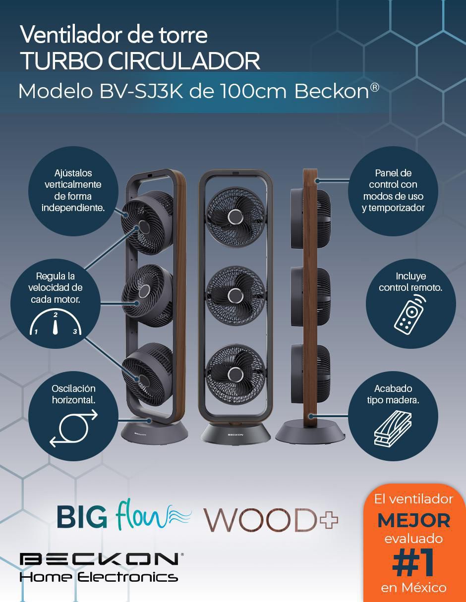 VENTILADOR DE TORRE BV-SJ3K BEC, NEGRO 3