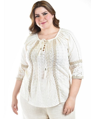 Blusa Roman Fashion manga 3/4 para mujer