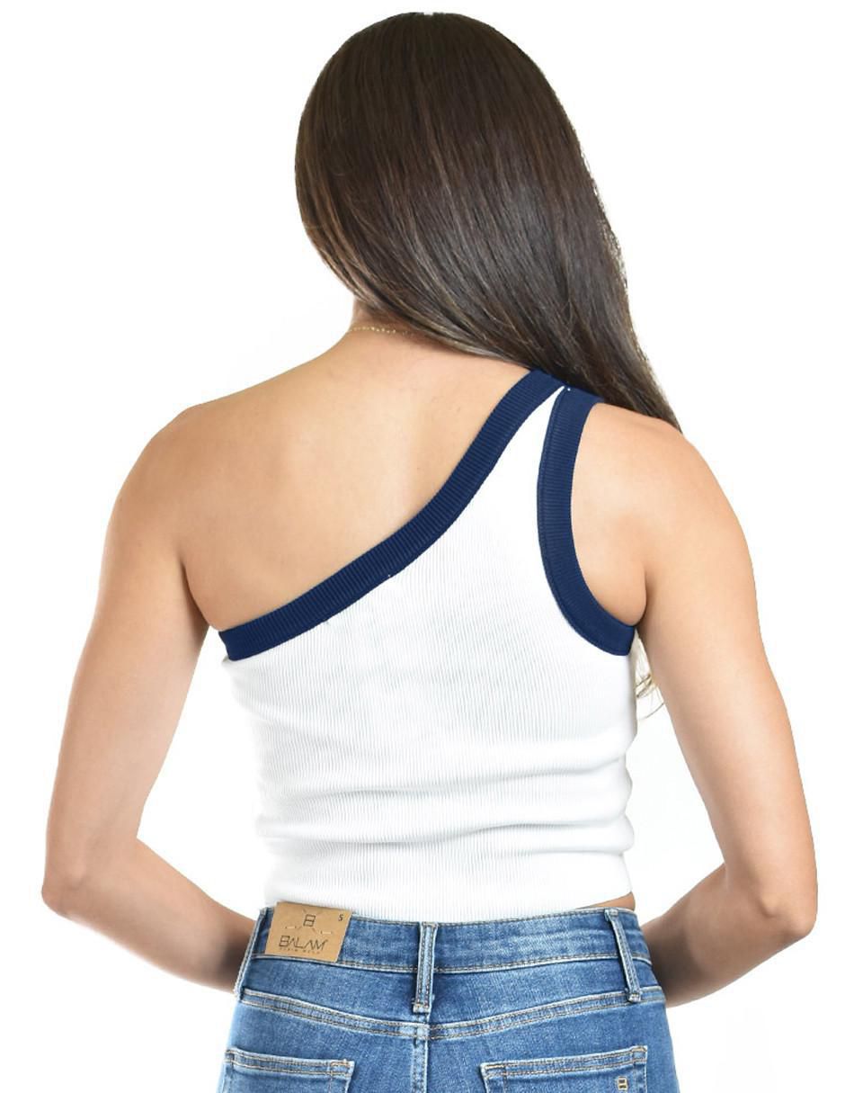 Top Roman Fashion cuello asimétrico tirante ancho