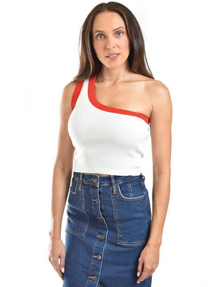 Top cuello asimétrico tirante ancho Top cuello asimétrico tirante ancho