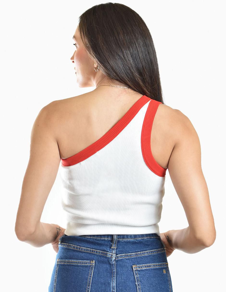 Top Roman Fashion cuello asimétrico tirante ancho