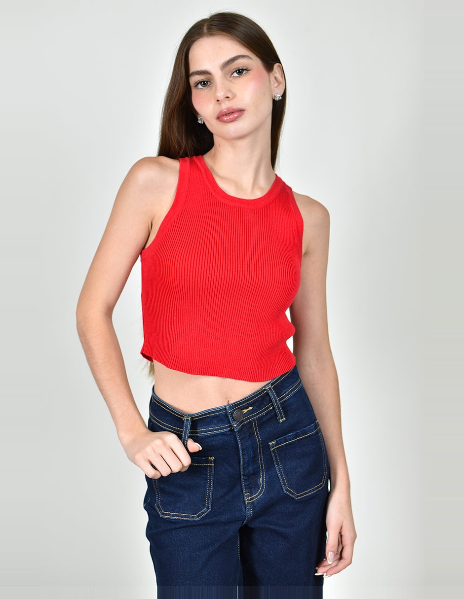 Top cuello redondo tirante ancho Top cuello redondo tirante ancho