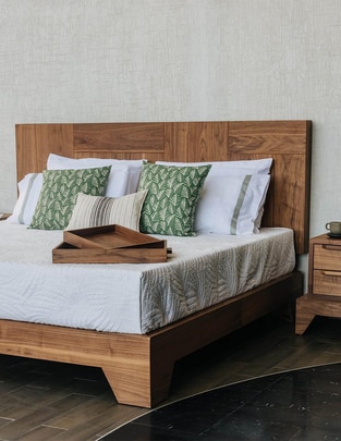 Cama vintage Trra de madera nogal